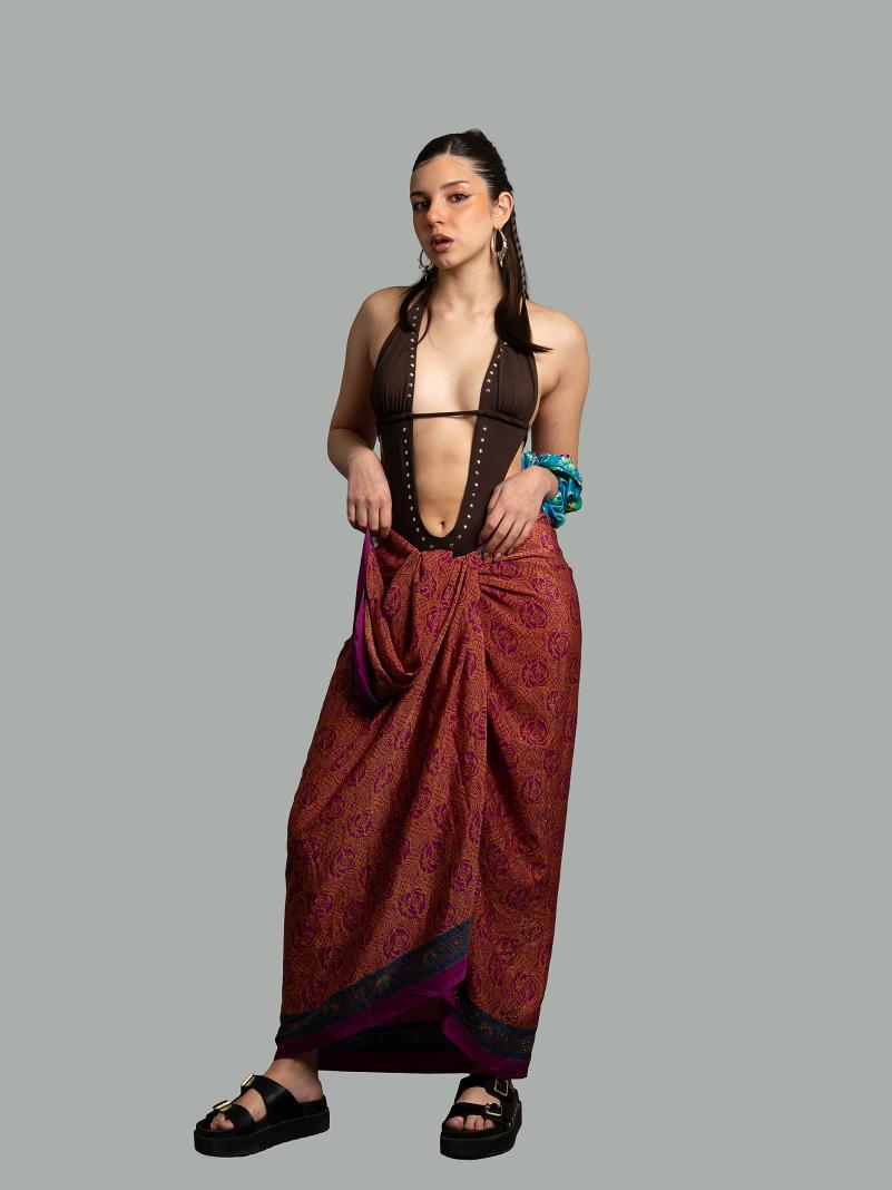 Pareo rose - Sari vintage