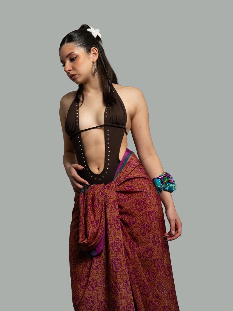 Pareo rose - Sari vintage