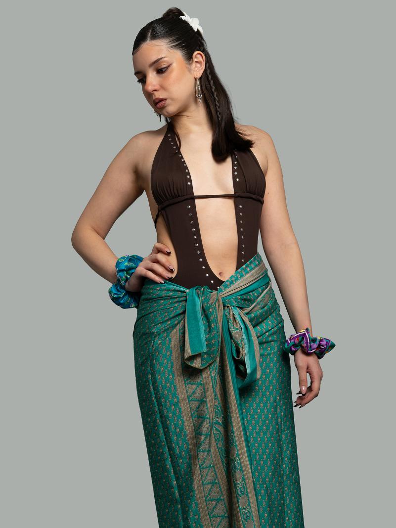 Pareo acquamarina - Sari vintage