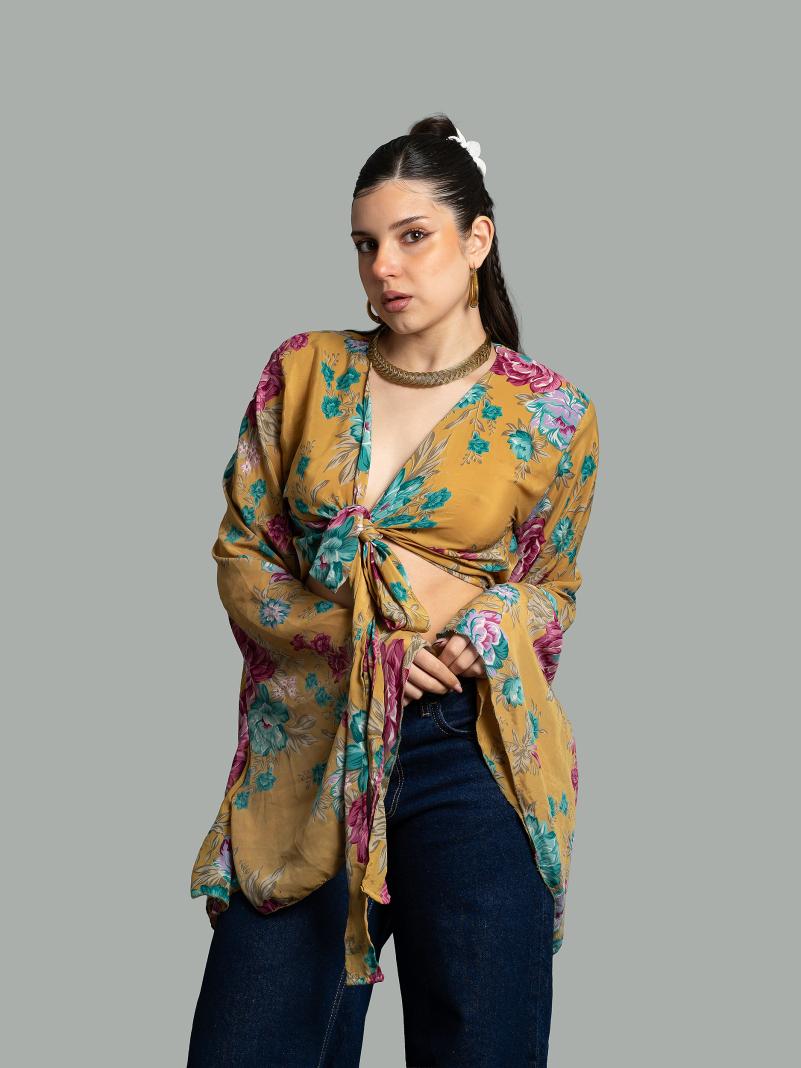 Wrap Top Manica larga giallo – Gandhi