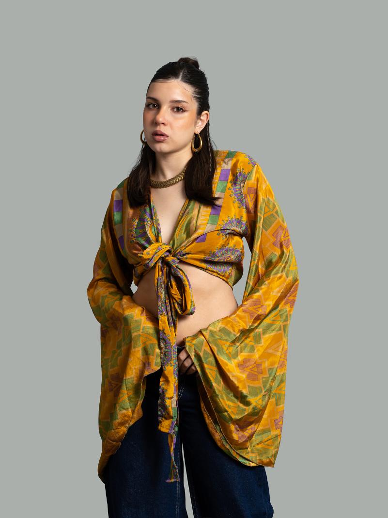 Wrap Top Manica larga giallo – Gandhi