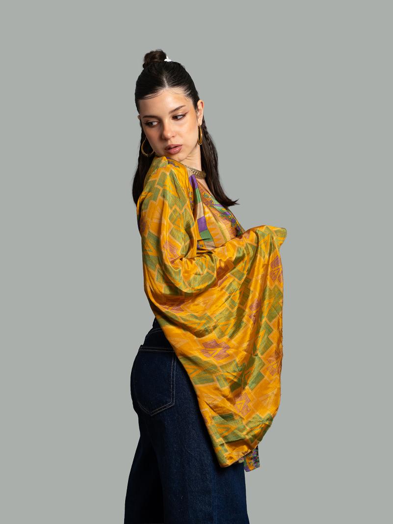 Wrap Top Manica larga giallo – Gandhi