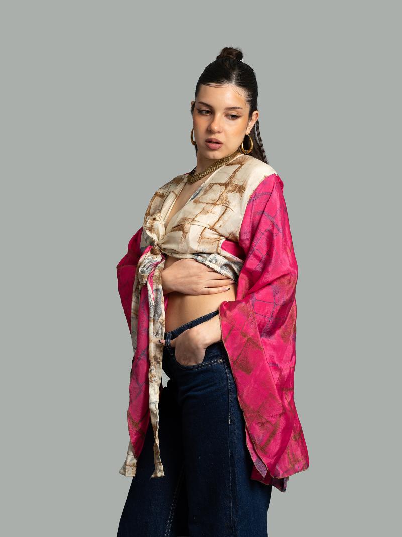 Wrap Top Manica larga fucsia – Gandhi