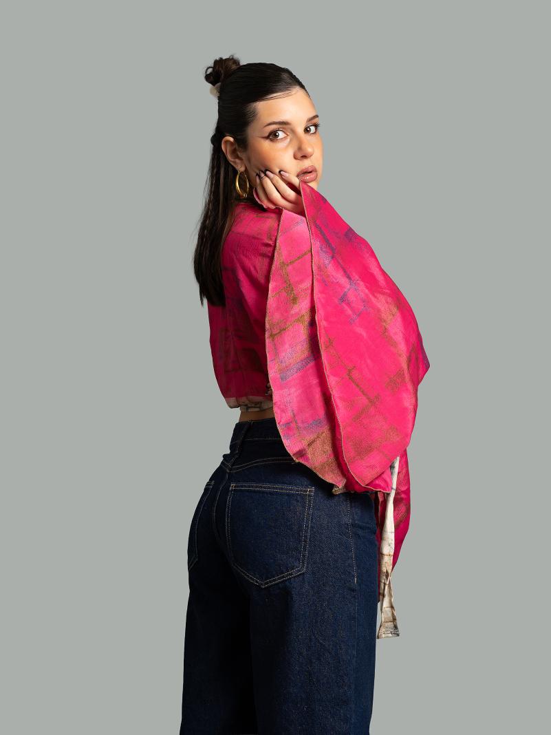 Wrap Top Manica larga fucsia – Gandhi