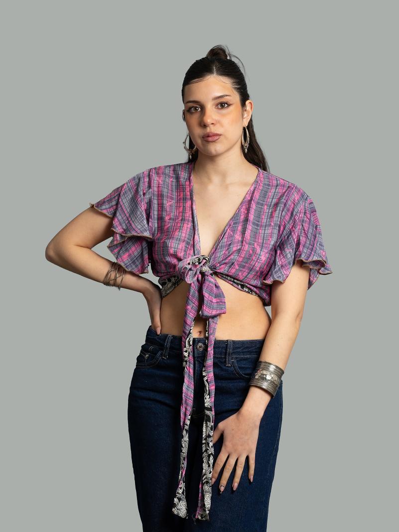 Wrap Top viola e grigio – Bengala