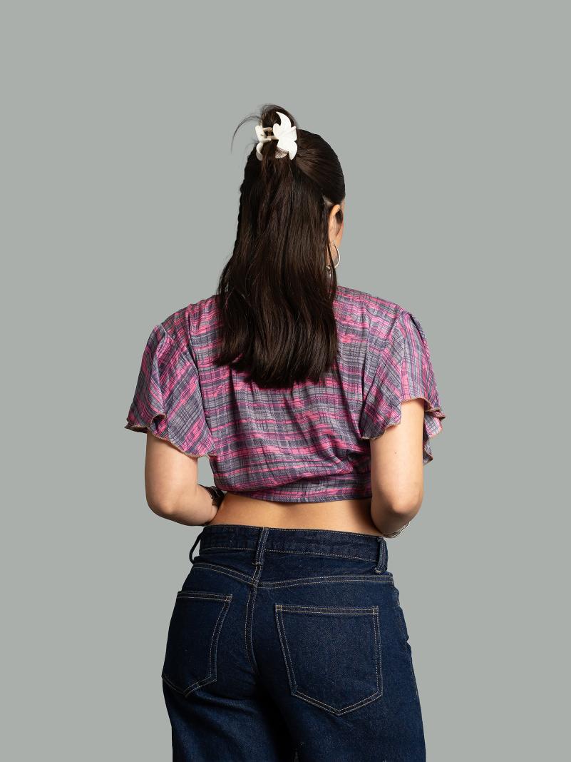 Wrap Top viola e grigio – Bengala