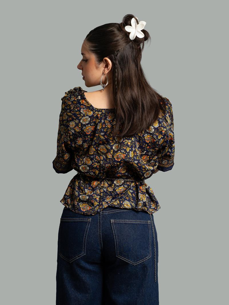 Choli Top Tradizionale blu notte