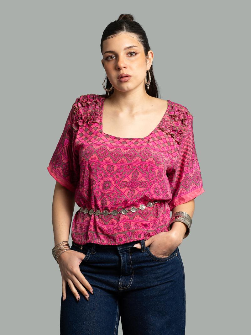 Choli Top Tradizionale rosa