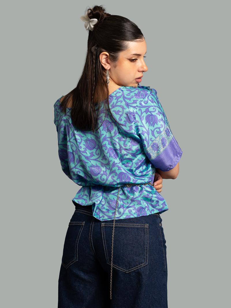 Choli Top Tradizionale azzurro