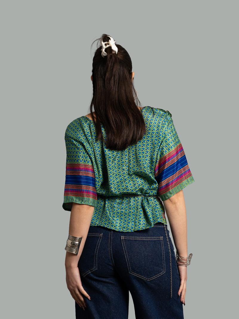 Choli Top Tradizionale blu e verde