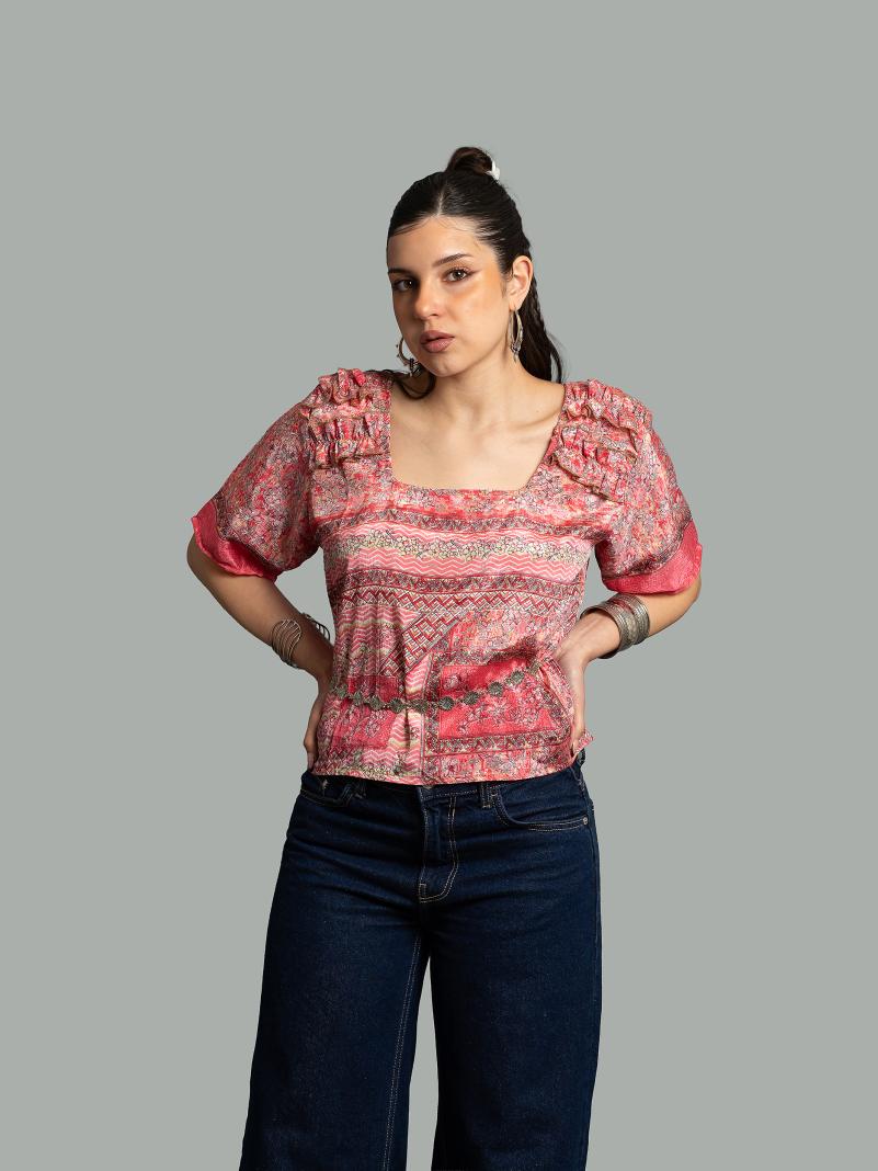 Choli Top Tradizionale rosa