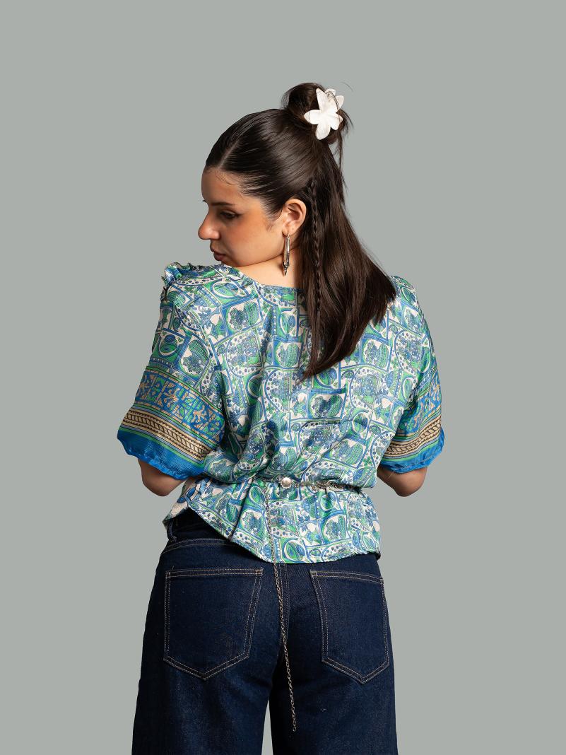 Choli Top Tradizionale azzurro