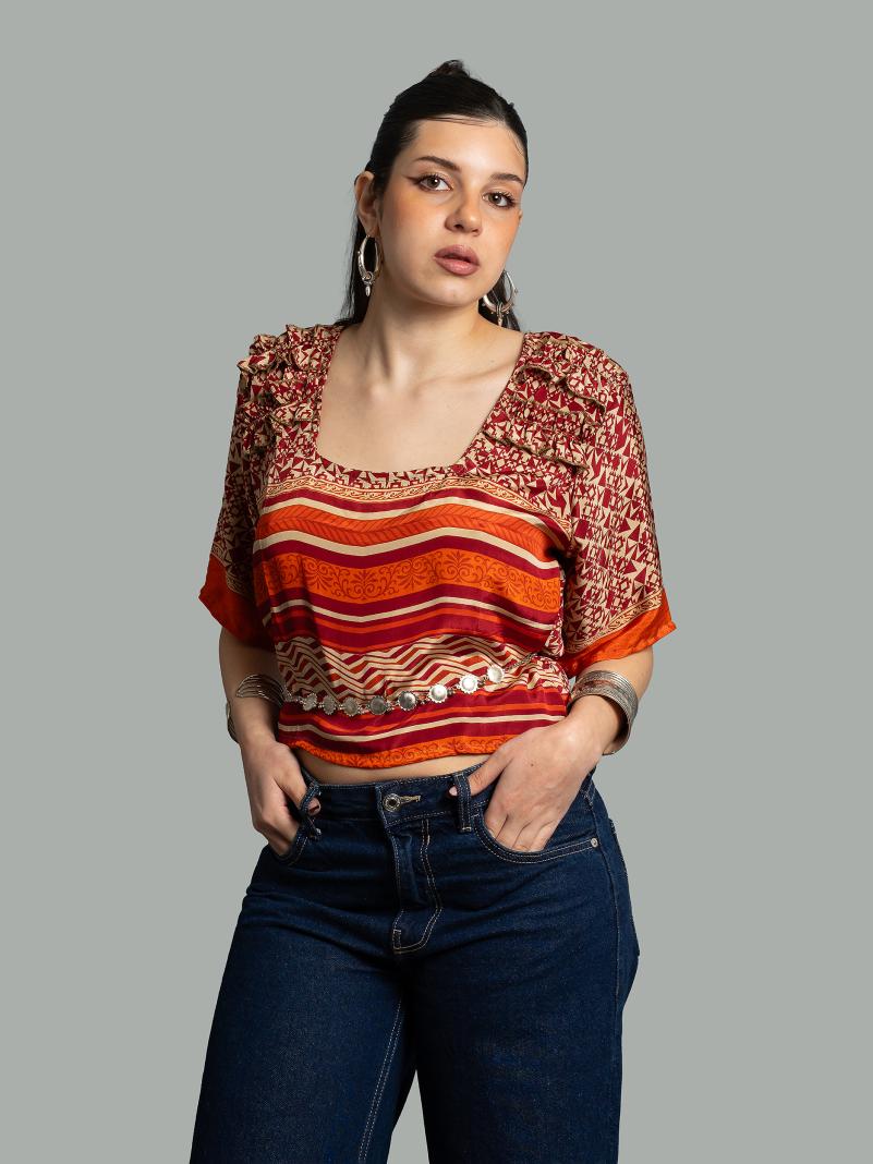 Choli Top Tradizionale rosso