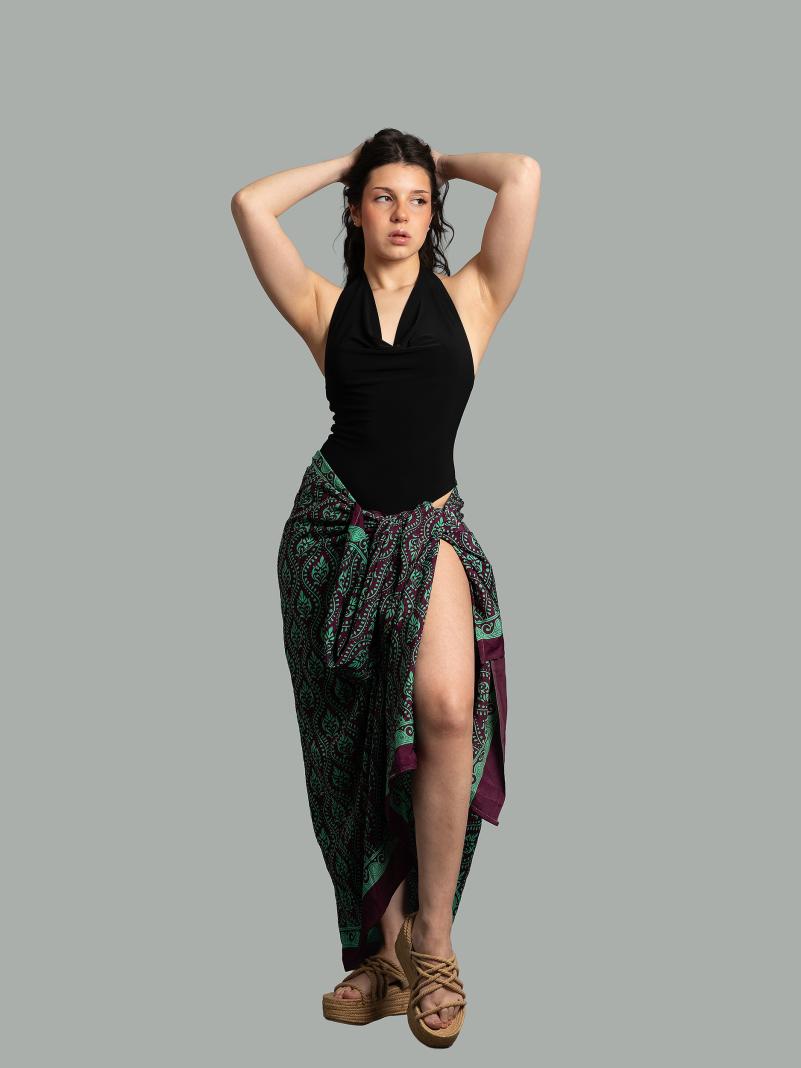 Pareo verde e fucsia - Sari vintage