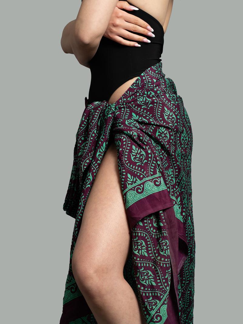 Pareo verde e fucsia - Sari vintage