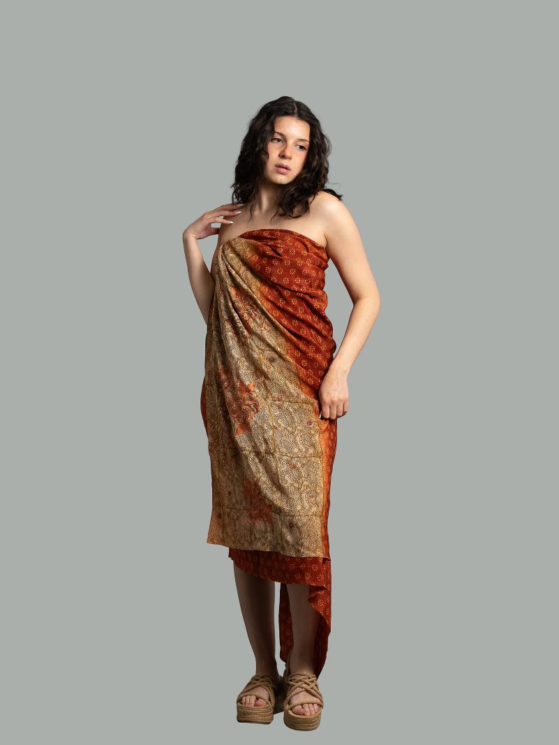 Pareo fiori ricamati - Sari vintage