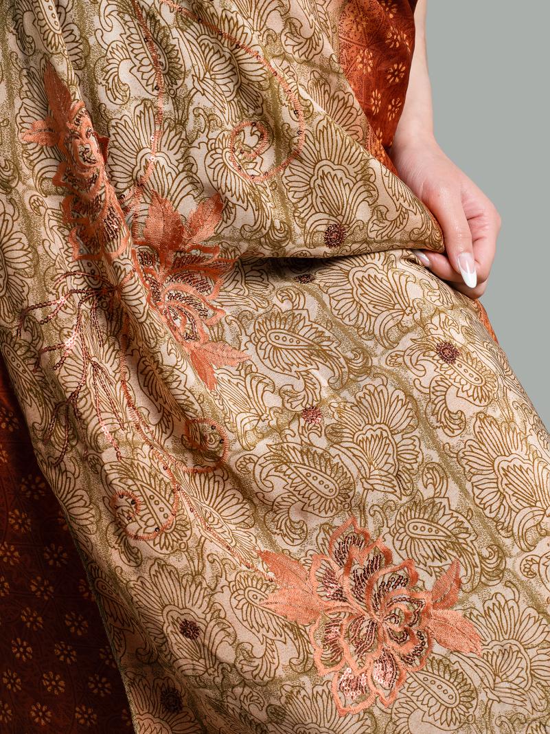 Pareo fiori ricamati - Sari vintage