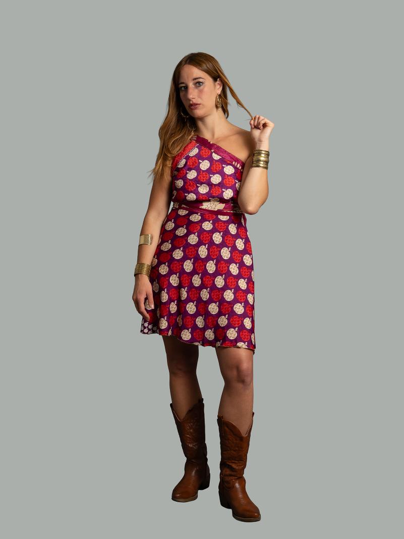 Mini Gonna etnica a portafoglio fucsia – Shiva