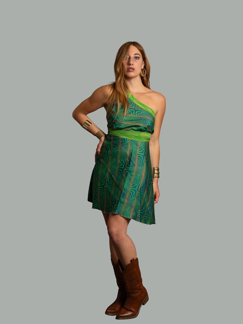 Mini Gonna etnica a portafoglio verde – Shiva