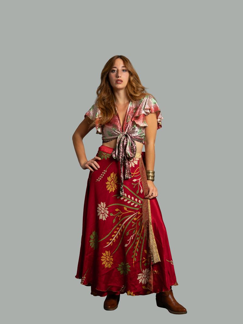 Gonna etnica lunga a portafoglio rosso – India