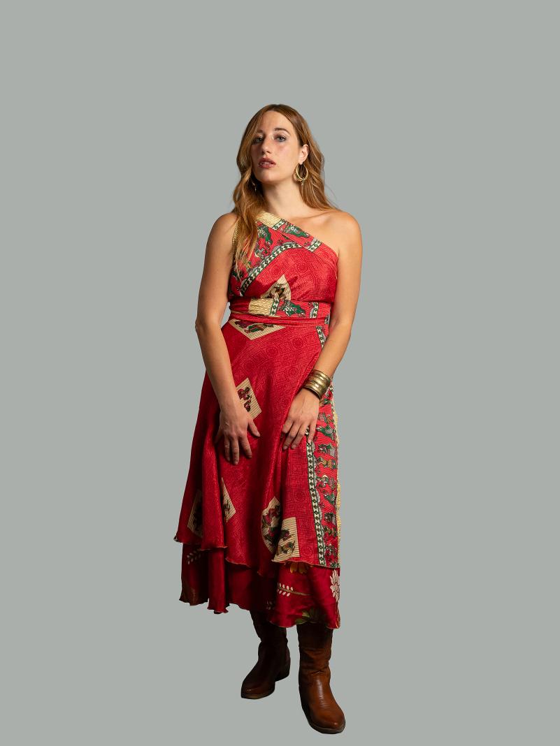 Gonna etnica lunga a portafoglio rosso – India