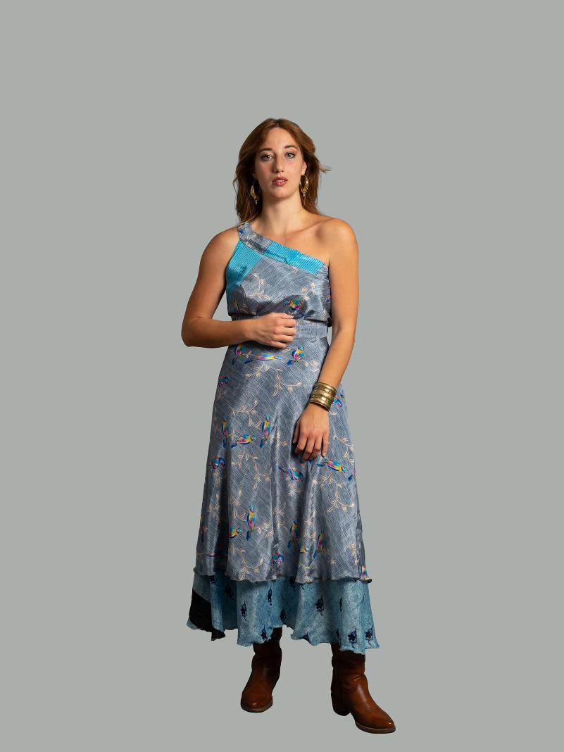 Gonna etnica lunga a portafoglio azzurro – India
