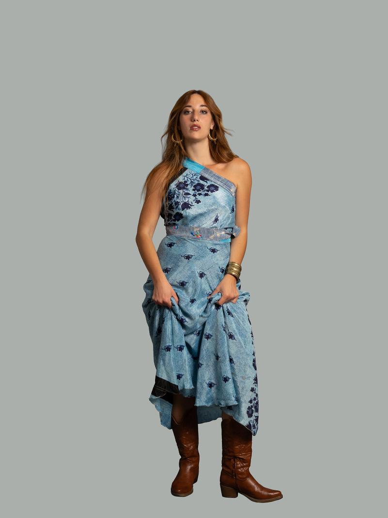 Gonna etnica lunga a portafoglio azzurro – India