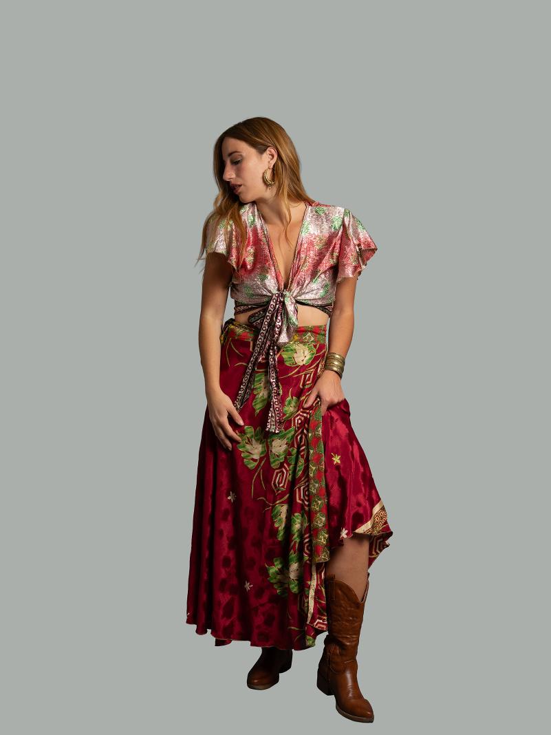 Gonna etnica lunga a portafoglio rosso – India