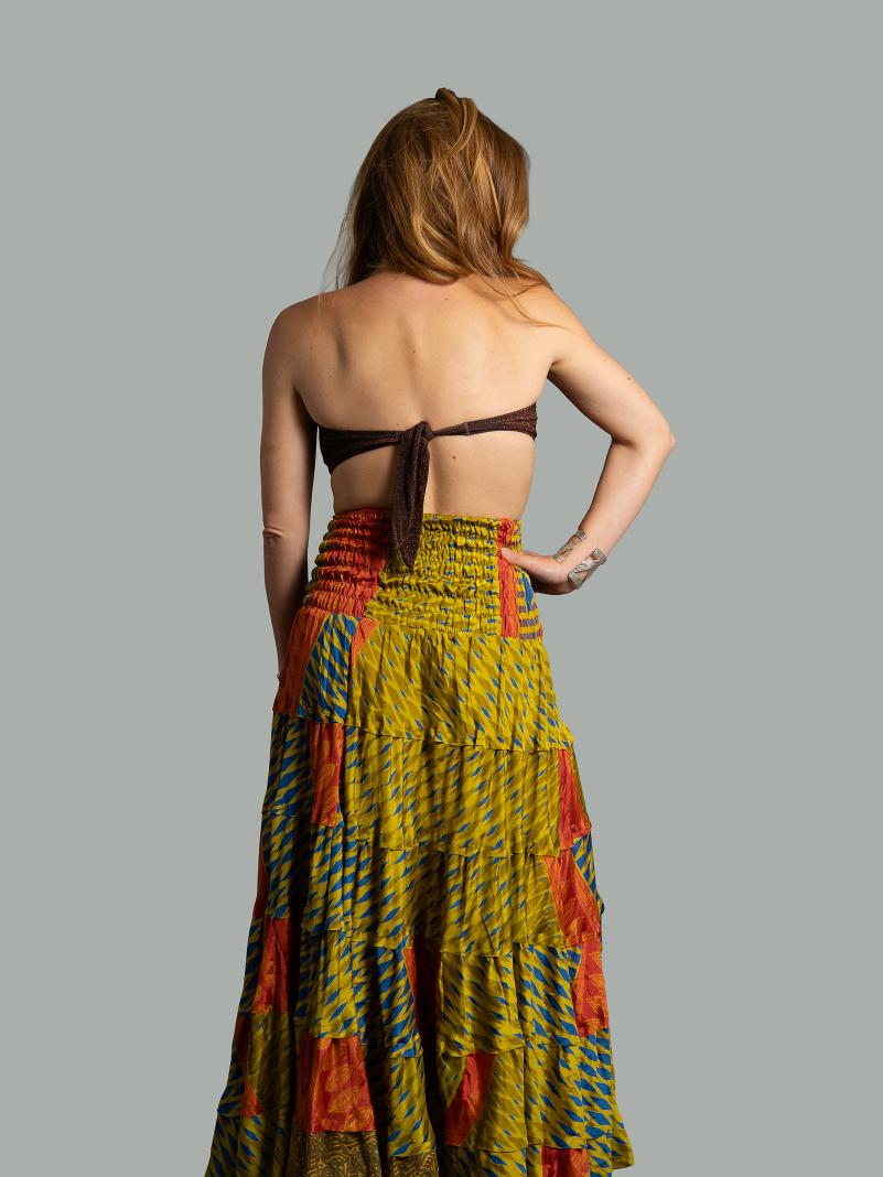 Gonna etnica a balze giallo e azzurro – Hippie