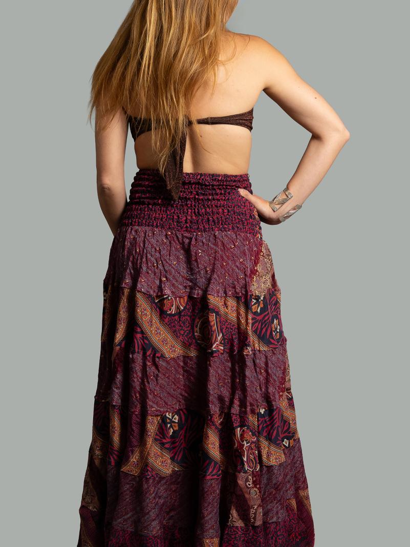 Gonna etnica a balze vinaccia – Hippie