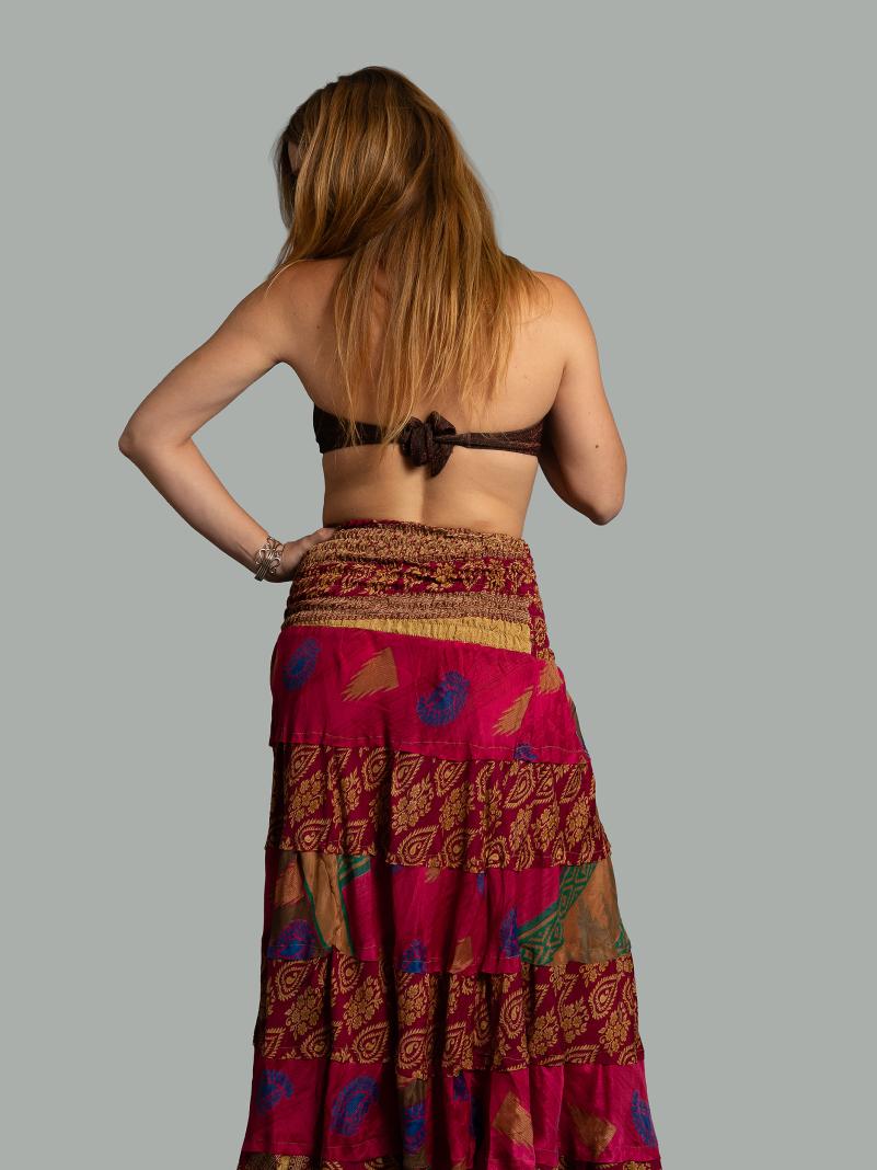 Gonna etnica a balze fucsia e rosso – Hippie