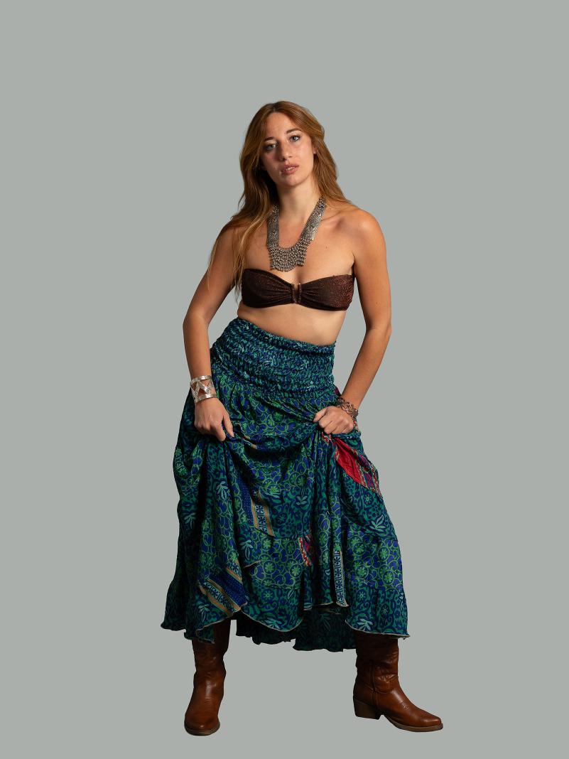 Gonna etnica a balze blu – Hippie