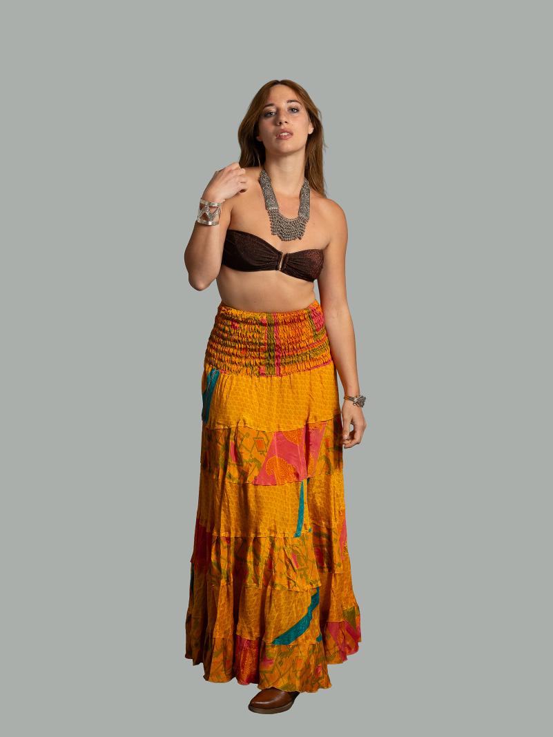 Gonna etnica a balze arancione – Hippie