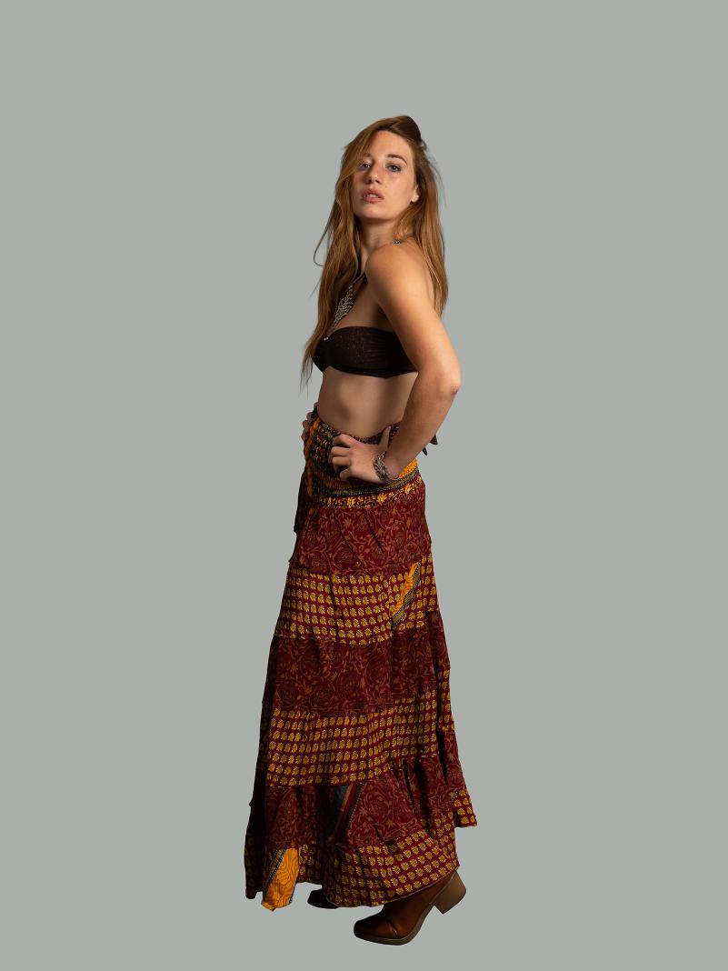 Gonna etnica a balze rosso – Hippie