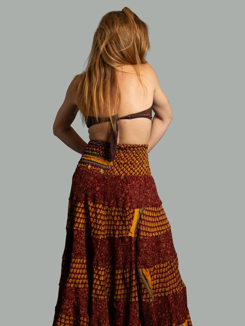Gonna etnica a balze rosso – Hippie