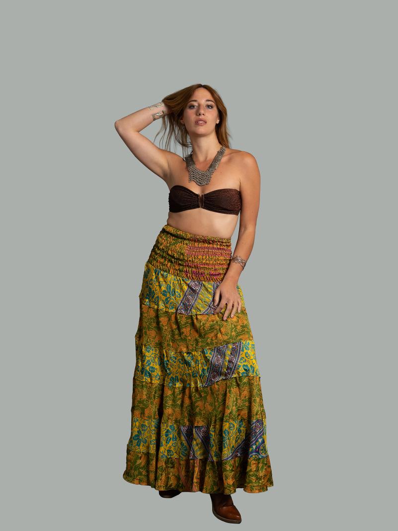 Gonna etnica a balze giallo – Hippie