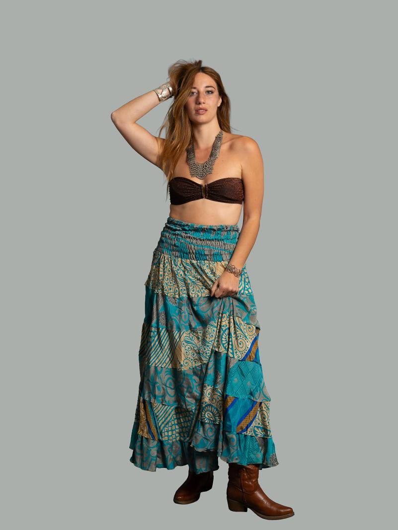 Gonna etnica a balze azzurro – Hippie