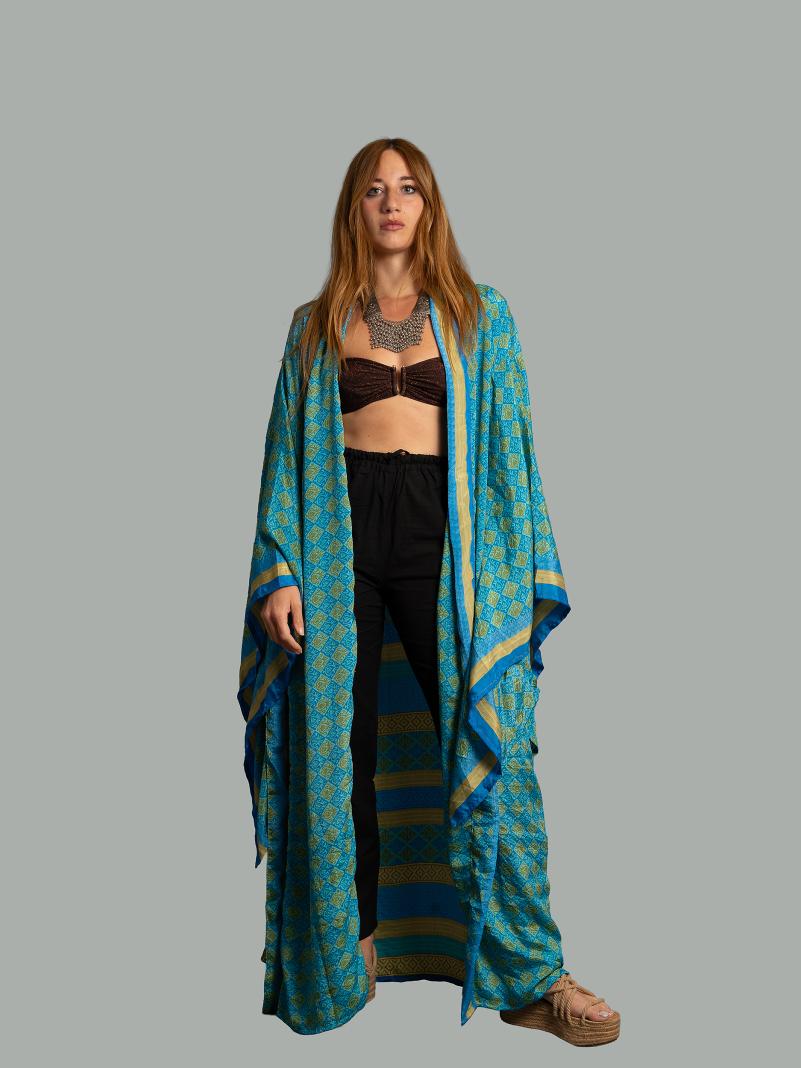 Kimono Manica Larga celeste - Surat