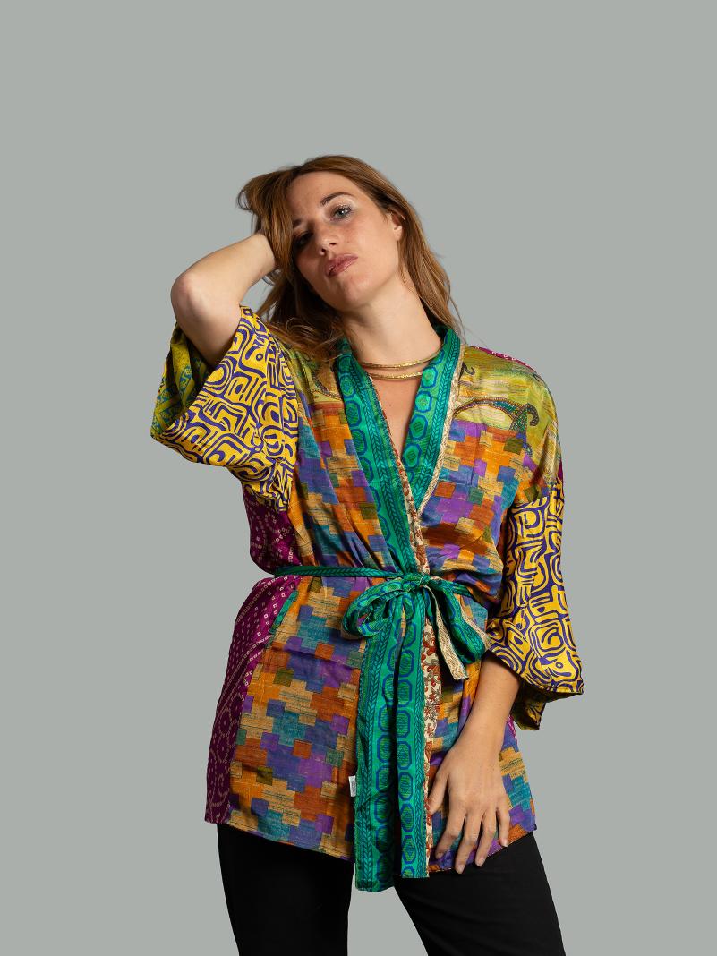 Kimono Corto Patchwork Reversibile 38