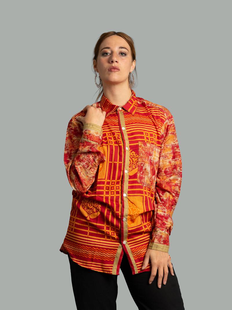 Camicia S/M arancione e rosso