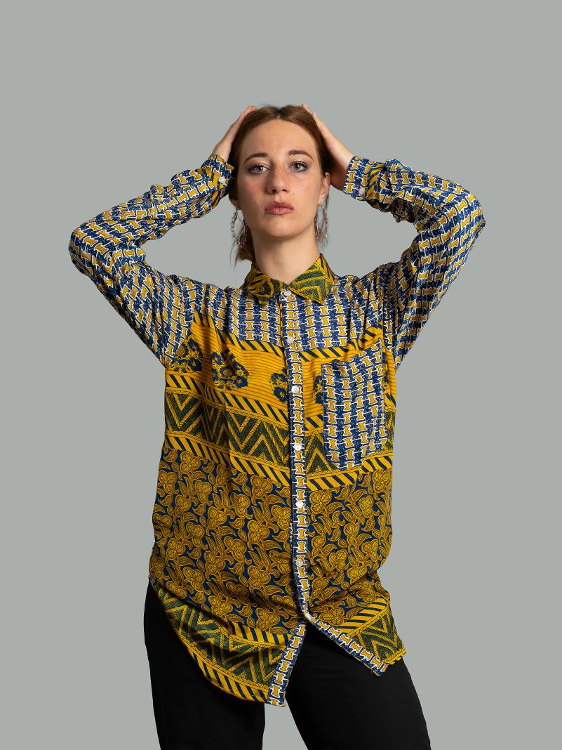 Camicia S/M giallo e blu