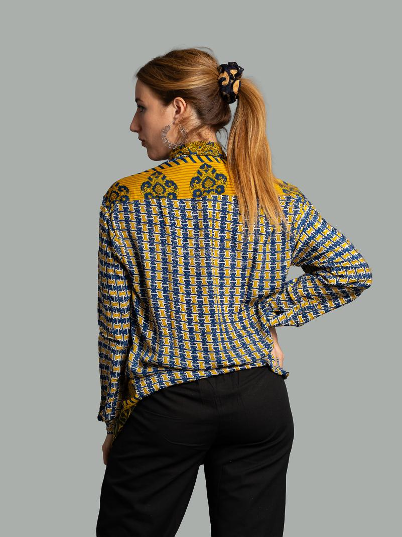 Camicia S/M giallo e blu