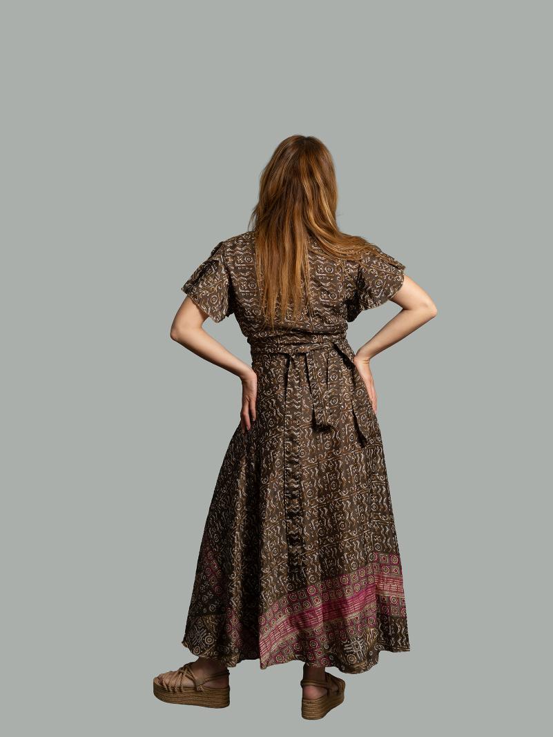 Wrap top e Gonna a Portafoglio marrone - Manali