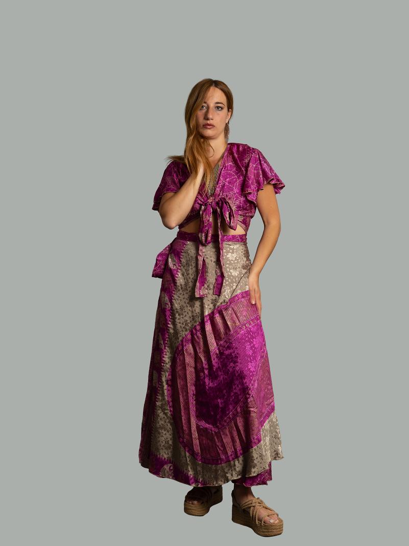 Wrap top e Gonna a Portafoglio viola - Manali