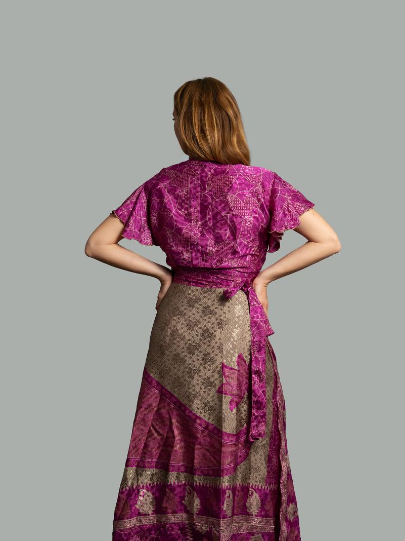 Wrap top e Gonna a Portafoglio viola - Manali