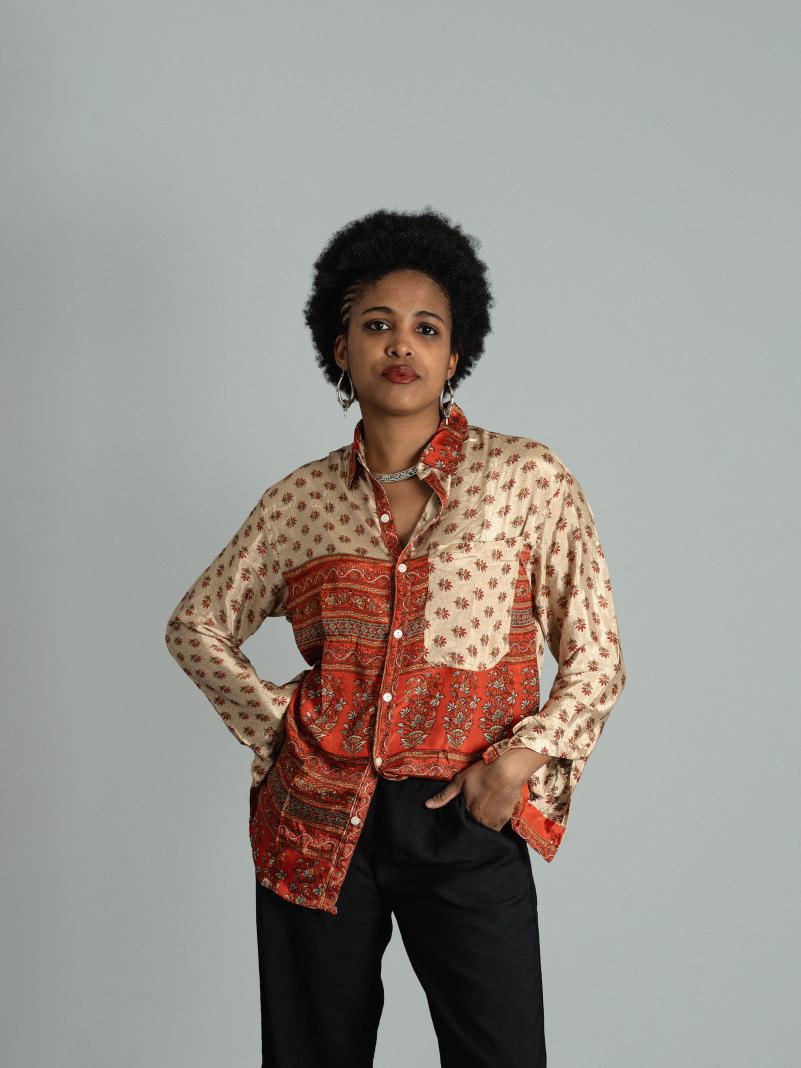 Camicia S/M ocra e rosso