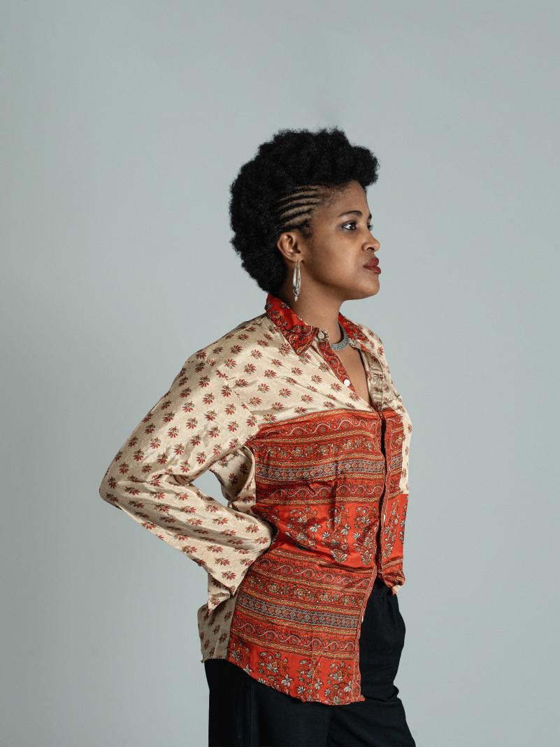 Camicia S/M ocra e rosso