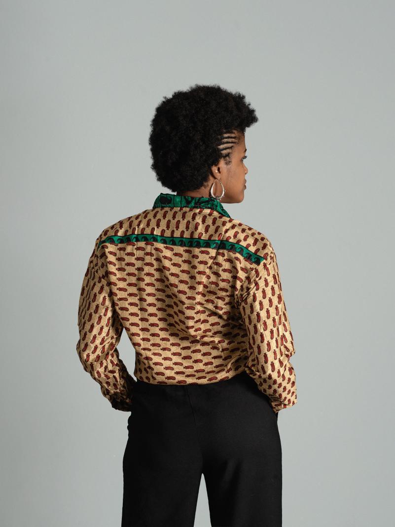 Camicia S/M ocra e verde