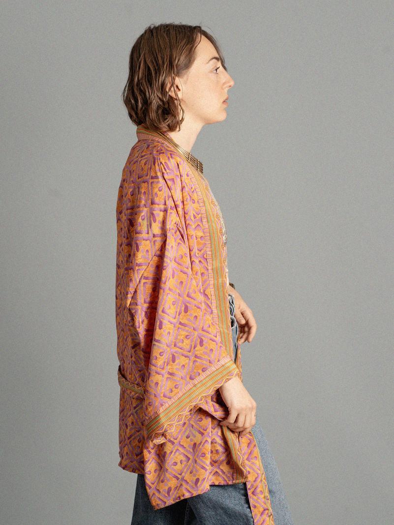 Kimono corto arancione e viola - Kerala