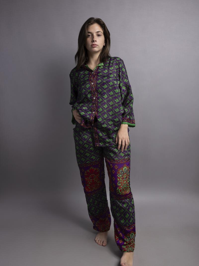 Pigiama in Sari SM - viola e verde